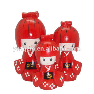 Hölzernes japanisches Kokeshi Puppenset